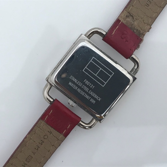 Tommy Hilfiger Women Watch Red Leather Band Silver - Picture 6 of 8
